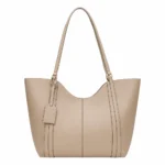Toteza Women's Beige Leather Tote Handbag