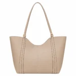 Toteza Women's Beige Leather Tote Handbag - Image 2